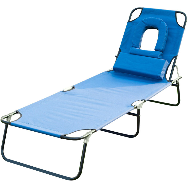 Alaia 187cm Long Reclining Single Chaise with Cushions, Blue