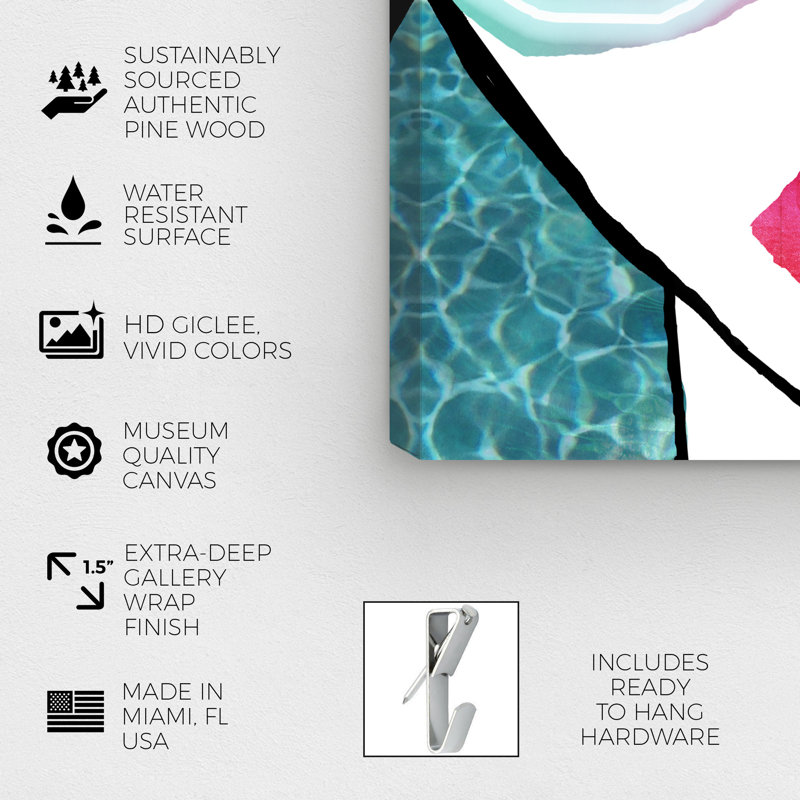 «Fashion and Glam Ready for the Water Neon Lips», impression sur toile, H 12 po x l 12 po, Toile tendue