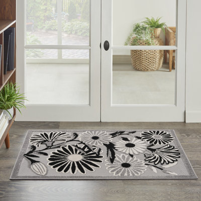 3' X 4' Blue And Orange Floral Power Loom Area Rug