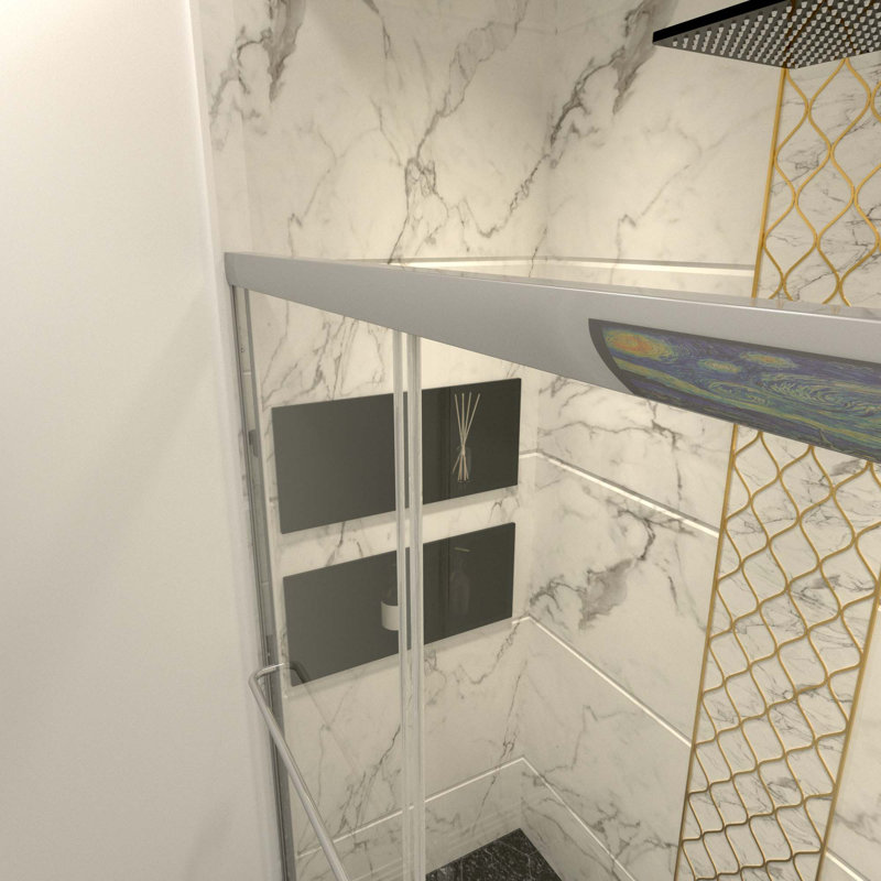 Porte de douche coulissante moderne avec verre trempé transparent