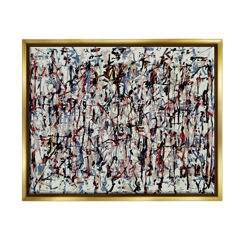 " Urban Style Abstract Splatter " by Angel Estevez Painting Print, 17" H x 21" W x 1.7" D, Black Floater Framed