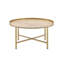 Table basse ronde de 34 pouces avec plateau en chêne et base en métal doré