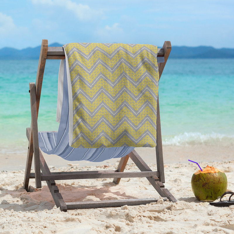 Serviette de plage Stephenie, Jaune/gris