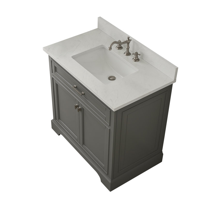 Ensemble de meuble-lavabo simple 36 po Arruda, Nickel brossé, Gris