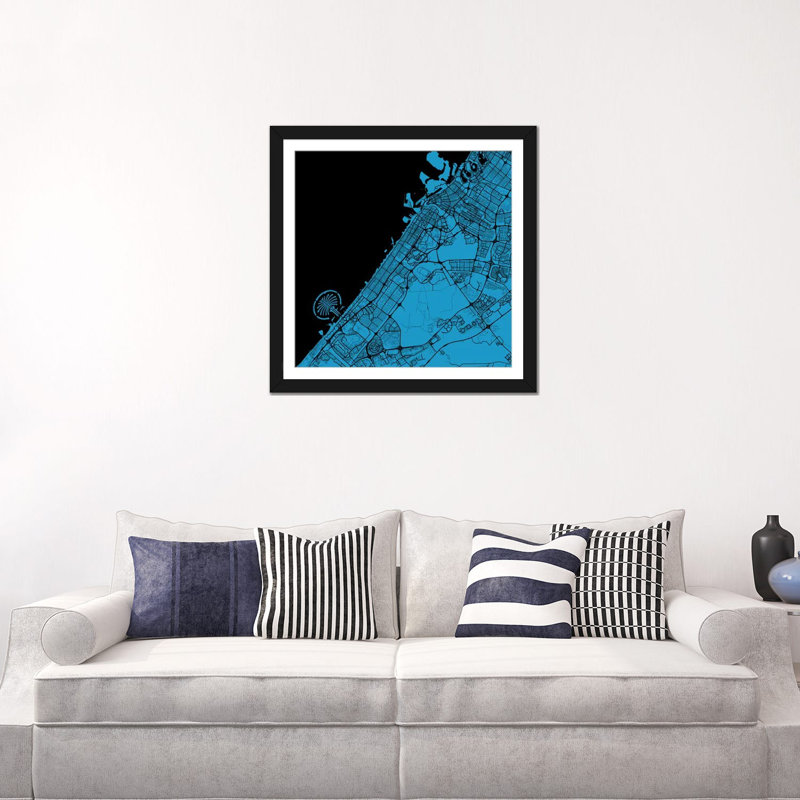 « dubaï », impression sur toile tendue, H 24 po x l 24 po x P 1 po, Papier d'art encadré noir, Blanc