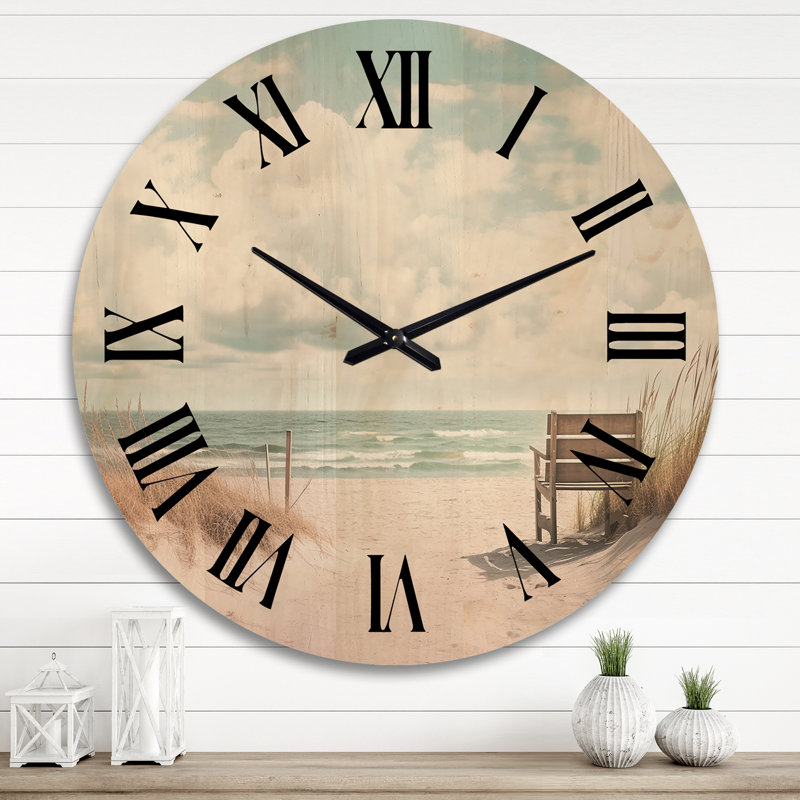 Horloge murale de plage Beach Grass Landscape II, Très grand