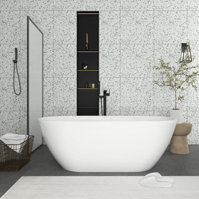 55.12 '' x 28.35 '' Freestanding Soaking Plastic / Acrylic Bathtub