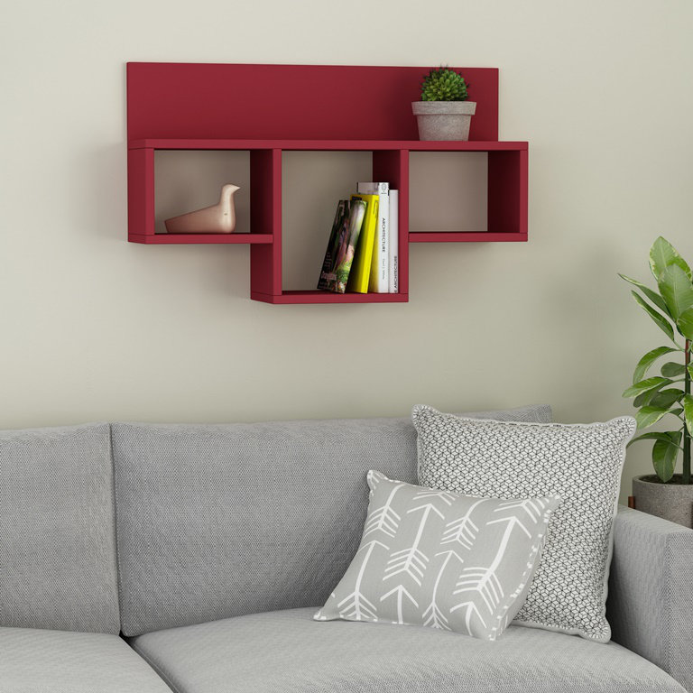 4 Piece Floating Shelf, Burgundy