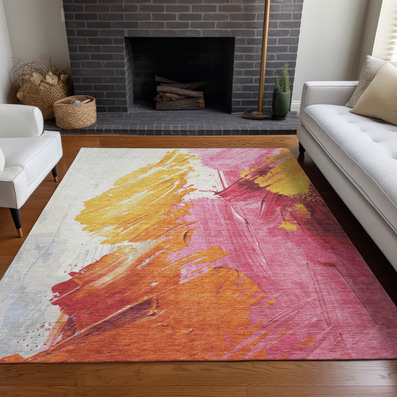 Tapis intérieur / extérieur lavable à la machine Xhevrie, Rectangle 10 pi x 14 pi