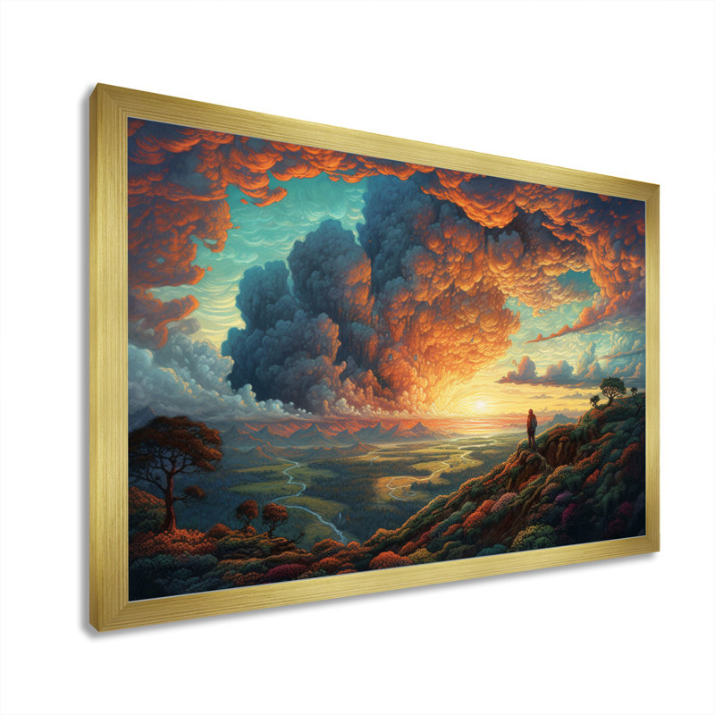 Storm Brewing V, reproduction d'art sur toile, H 12 po x l 20 po x P 1 po, Encadrement doré