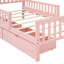 Lit plateforme simple en bois rose avec garde-corps et rangement simple-129908880-129908884