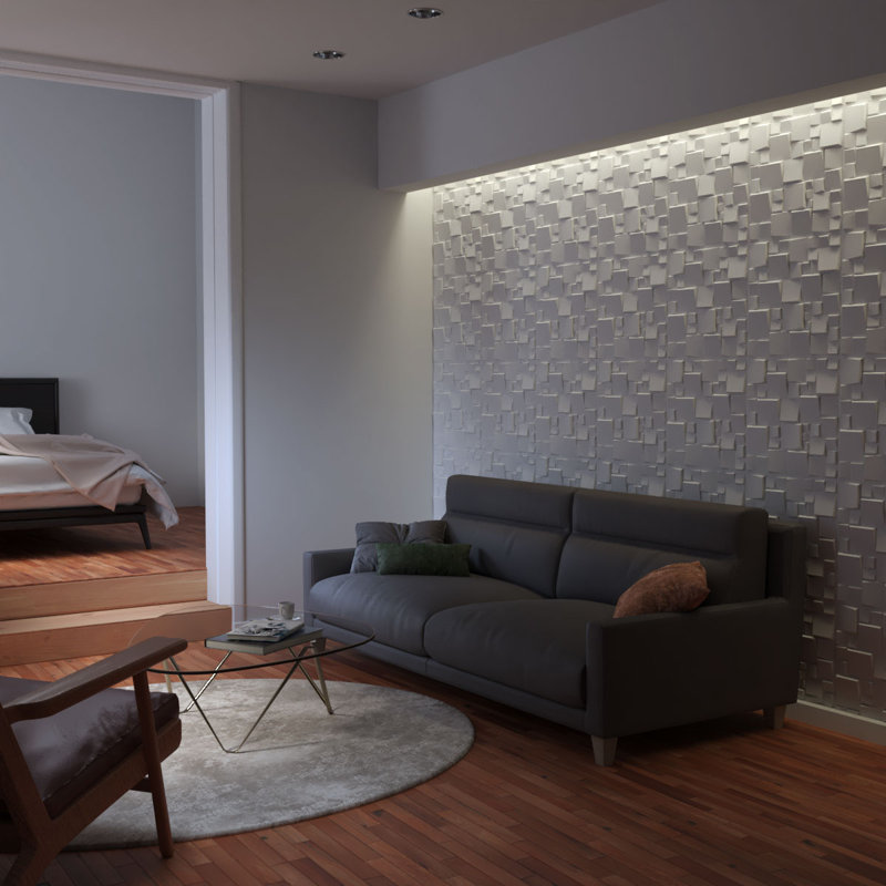 19.625" White Textured 3D PVC Wall Panels (50-Pack)