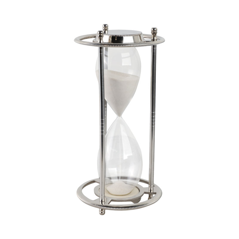 11" Verlice Metal Hourglass, Silver