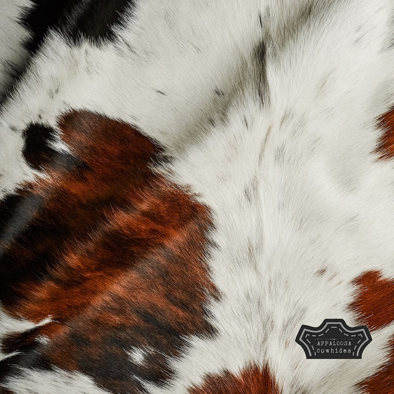 Tapis moyen en cuir de vache tricolore clair 5 pi x 7 pi moyen - 100% cuir véritable - Accent de luxe naturel bohème-chic