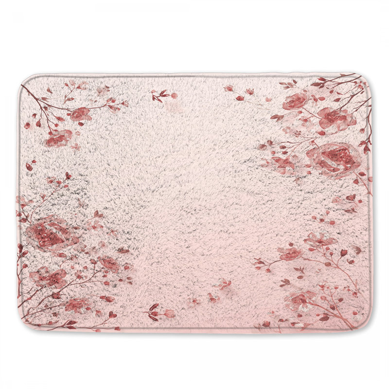 Tapis de bain aquarelle rose, L 34 po x L 21 po