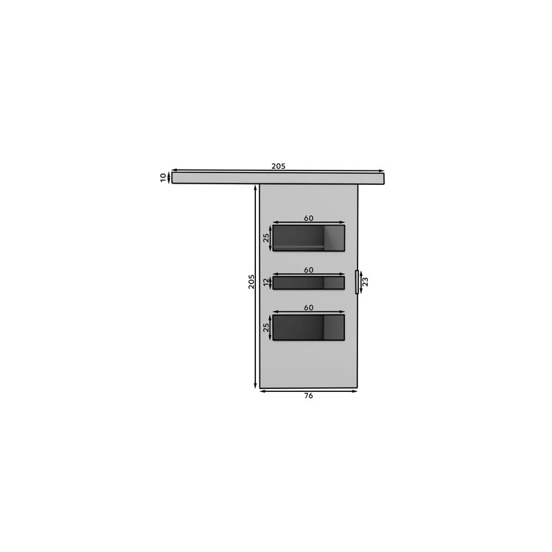 Ralphs Sliding Door Prefinished, 205cm H x 76cm W x 1.6cm D, Grey