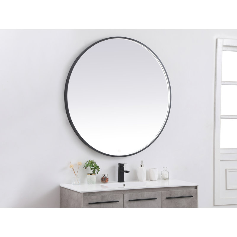 Miroir de salle de bain Pickard, Noir, 45 po x 45 po