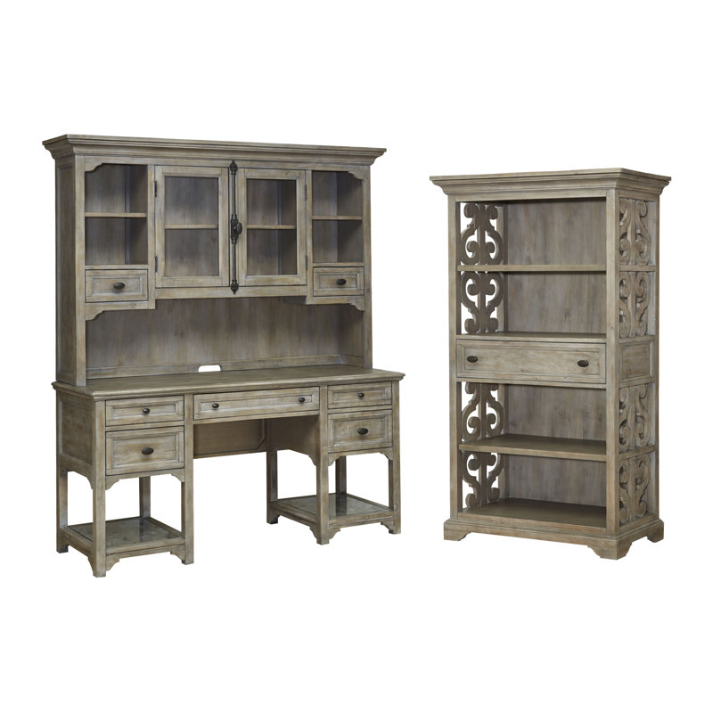 Bureau et huche avec bibliothèque, 2 pièces: bureau, bibliothèque