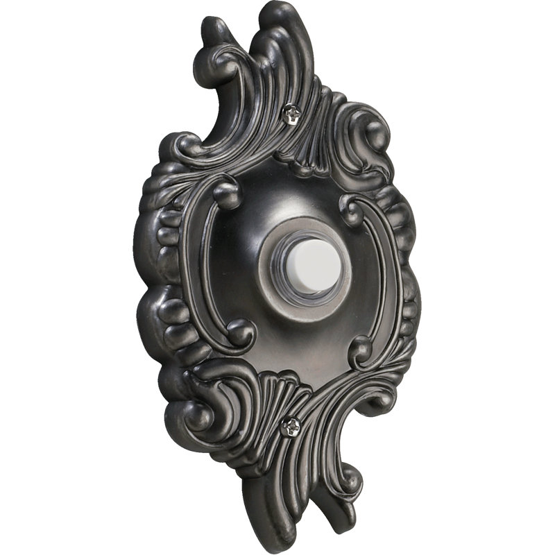 Bouton poussoir rond en argent antique opulente