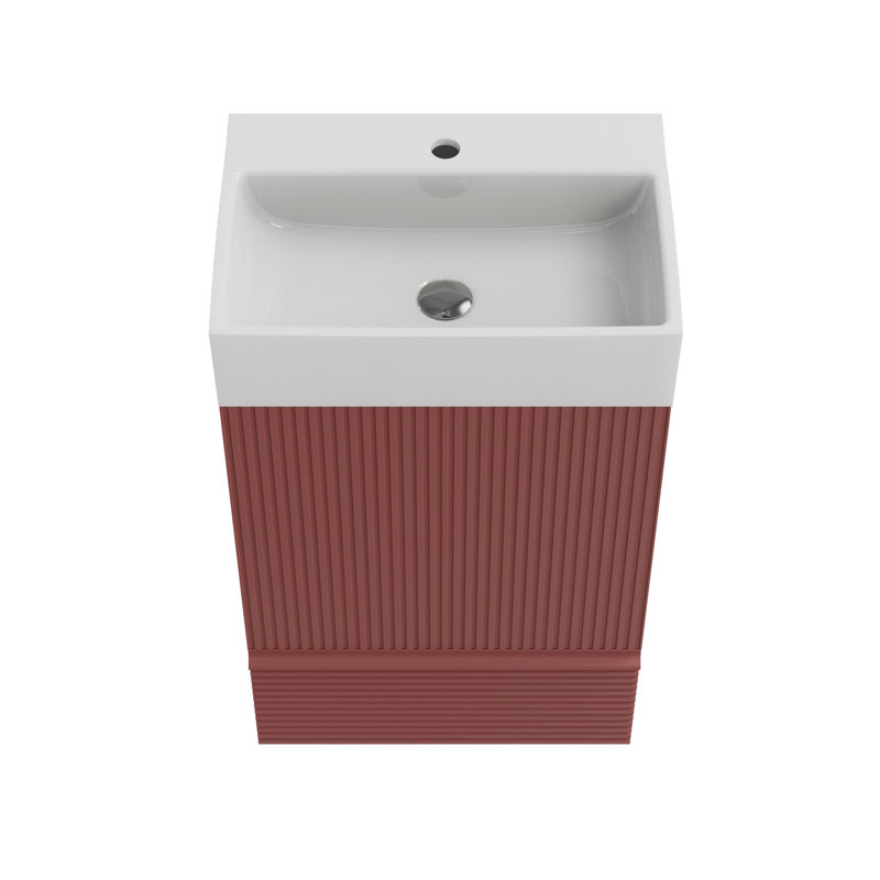 Meuble-lavabo autoportant pour salle de bain moderne Gada, Rouge