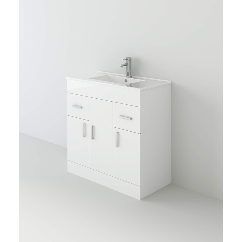 VeeBath Desire Venus 800 White FS Unit and Slim-Edge Basin