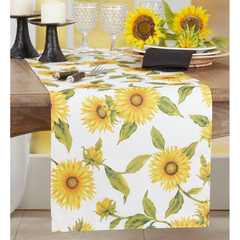 Sunflower Design Yellow Polyester Table Runner