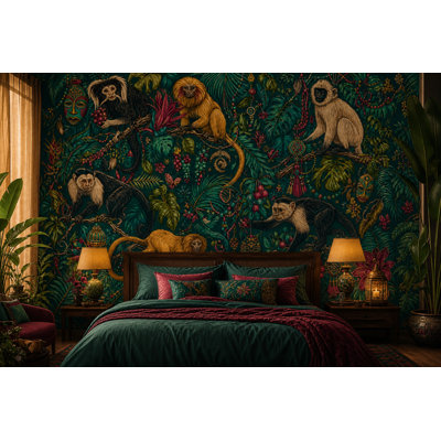 Décoration murale amovible motif sarcelle tropicale foncé