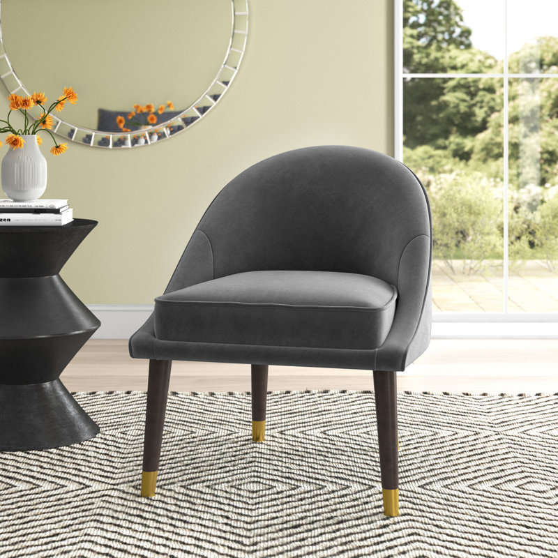 Hollhurst Velvet Side Chair, Charcoal Velvet