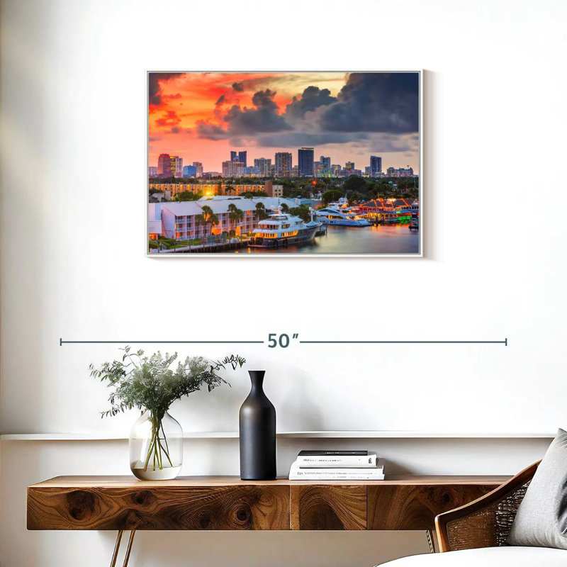 Fort Lauderdale en Floride, Cadre flottant blanc, 31 po x 21 po