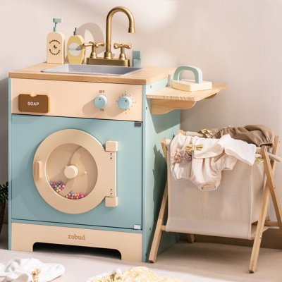 Playset 3 Wooden Washing Machine Play Kitchen Toy for Kids