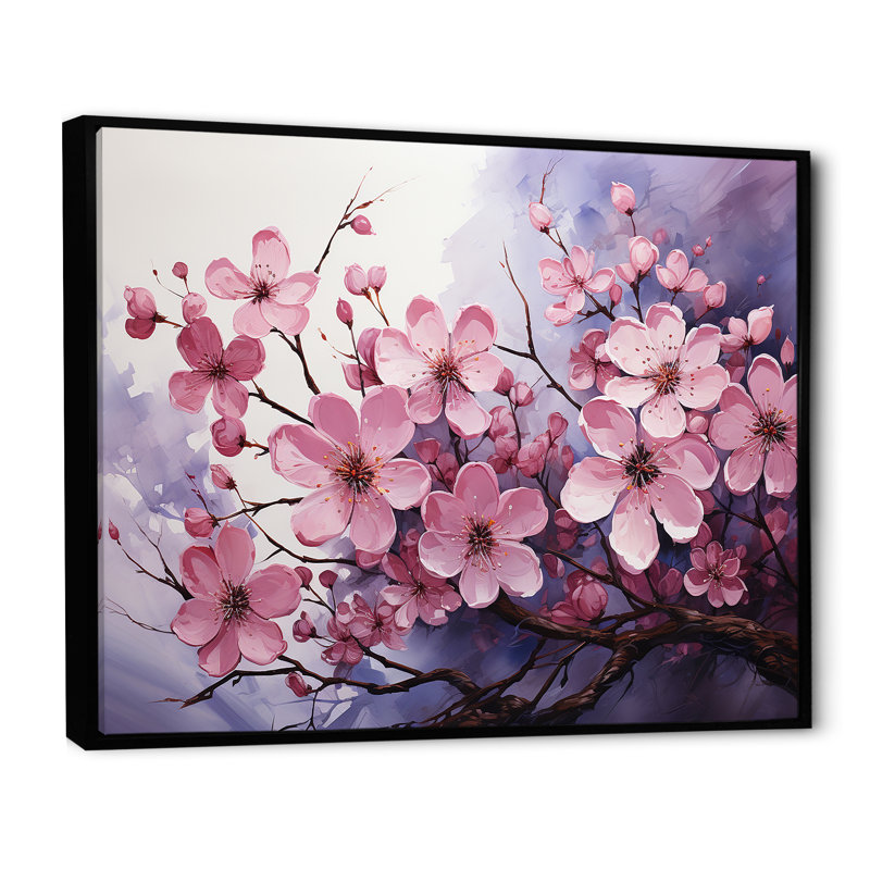 Cornouiller en fleurs dans des teintes améthyste II - cornouiller décoration murale, H 30 po x l 40 po x P 1,5 po
