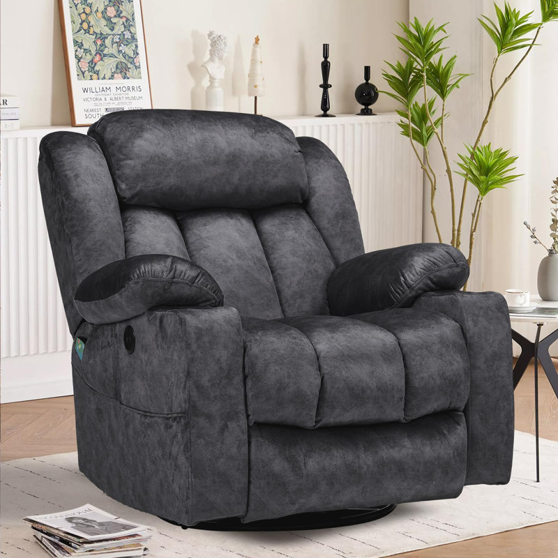 Upholstered Heated Massage Chair, Gray Velvet