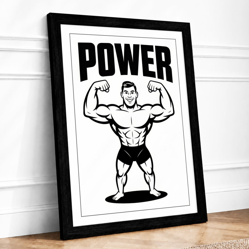 Power And Strength Vintage - Print, A2 - 59.4 x 42.0 cm, Black