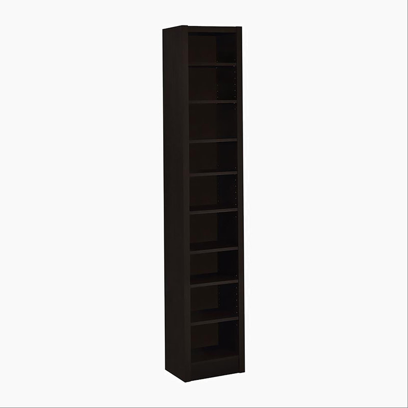 Bibliothèque rectangulaire à 8 tablettes avec 2 tablettes fixes, cappuccino