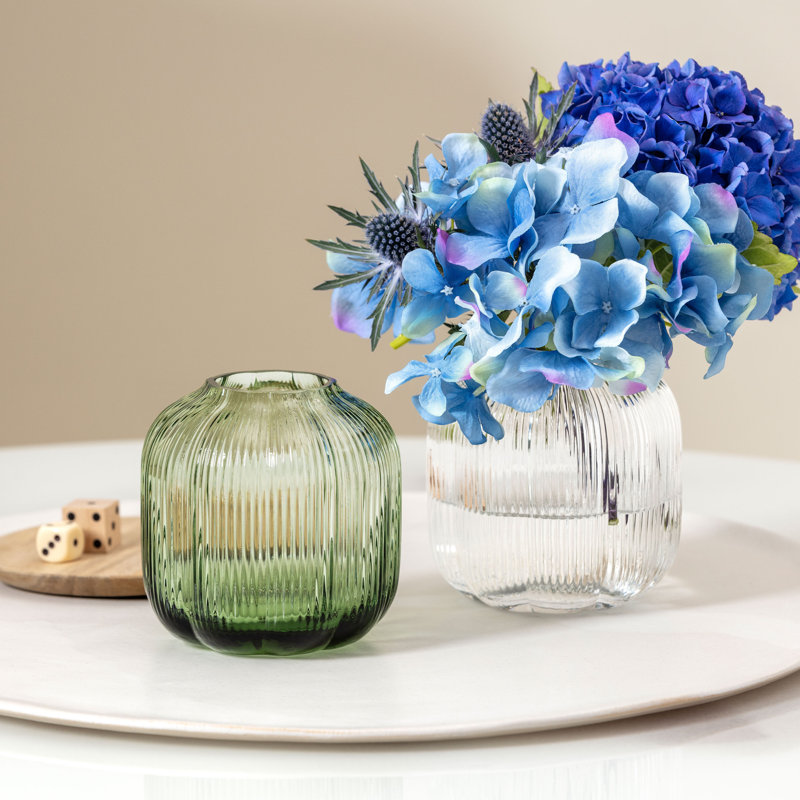 Villeroy & Boch Fleur Vase 4.25 in Clear, Dishwasher Safe, Small Table Vase, Floral Design, Decorative Glass, Mouth-Blown, Home Decor