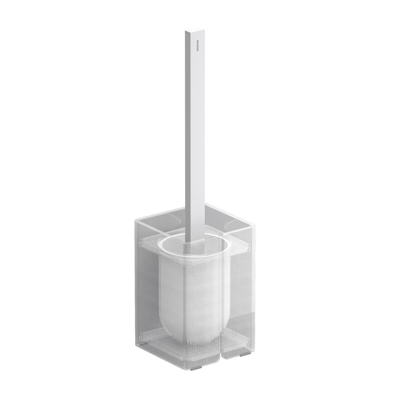 Suttle Freestanding Toilet Brush, White/Clear