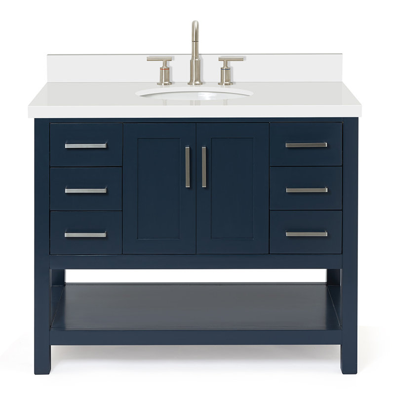 Ensemble de meuble-lavabo simple 43 po Magnolia, Bleu minuit, Oval