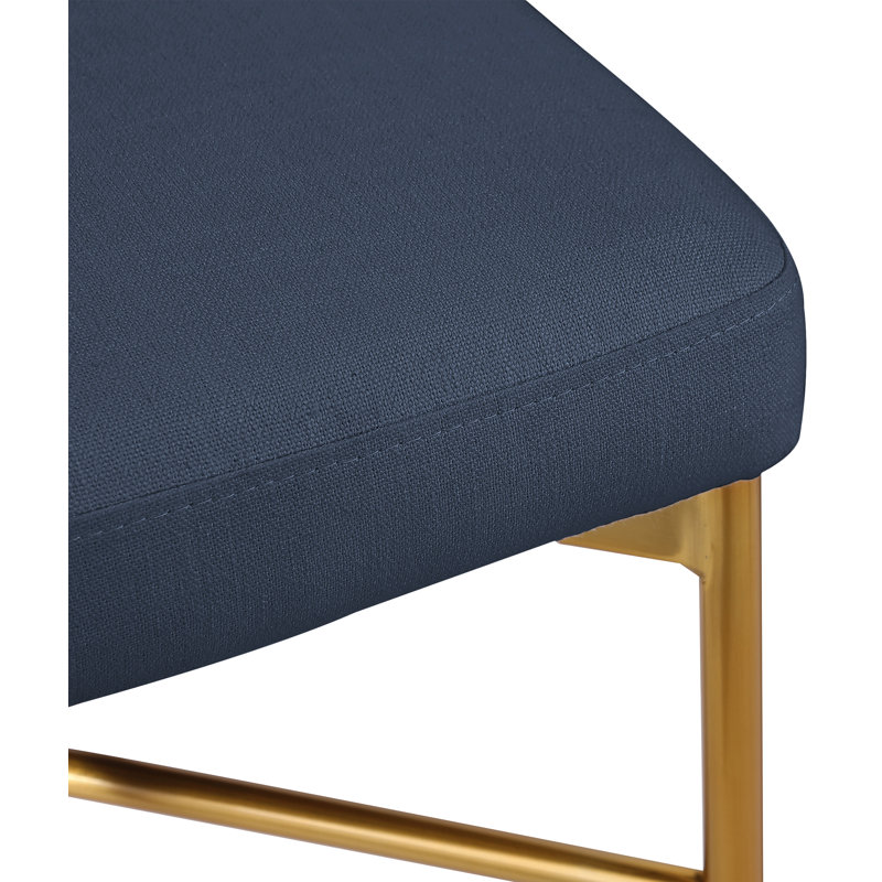 Klaas Upholstered Counter Stool with Metal Frame, Navy Linen Textured Fabric
