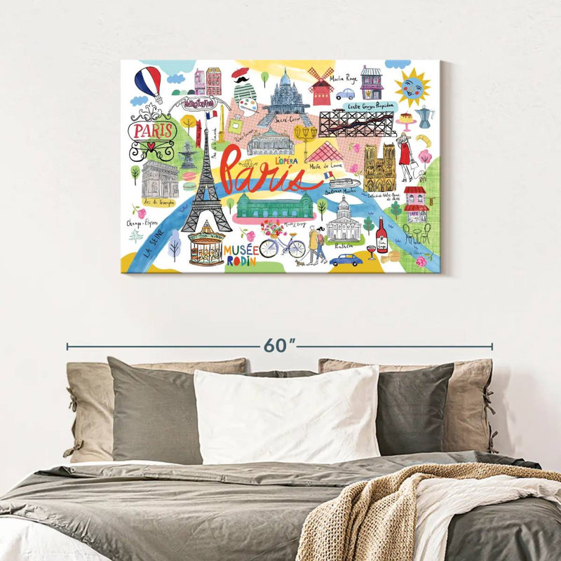 Kavia Paris Map Icons, 30" H x 45" W