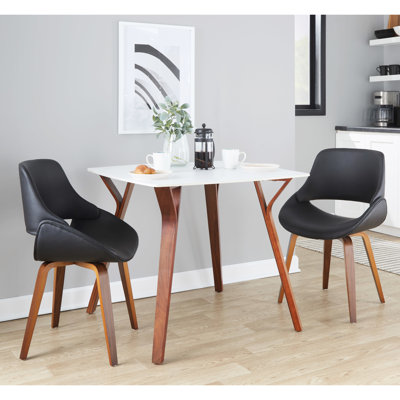 Table de salle à manger en marbre noyer et blanc, style Mid-Century, hauteur fixe, pieds en bois cintré, quatre sièges confortables, utilisation intérieure seulement, capacité de 100 lb, assemblage requis, profondeur de produit 37,37, largeur,
