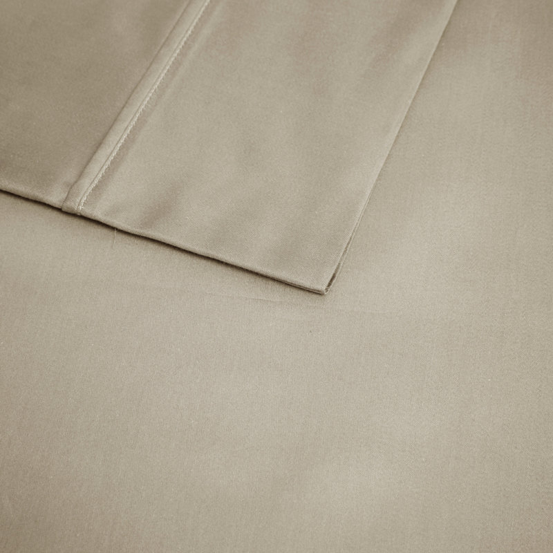4-Piece Queen Cooling Cotton Blend Sheet Set, Dark Ivory