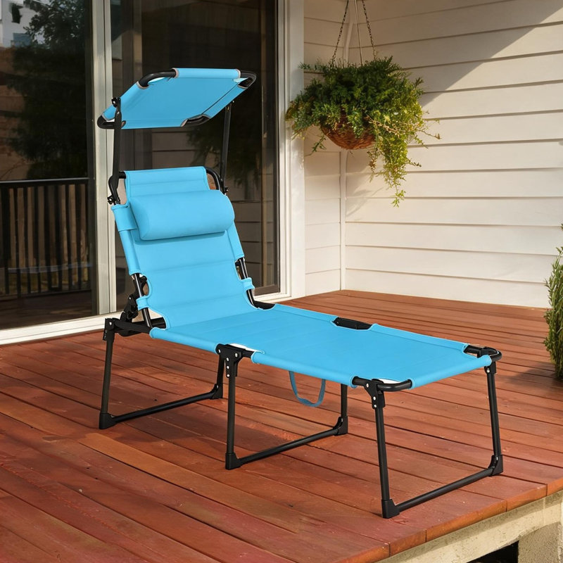 Chaises longues combinant espace extérieur et design ajustable avec cadre Oxford bleu clair et structure en métal