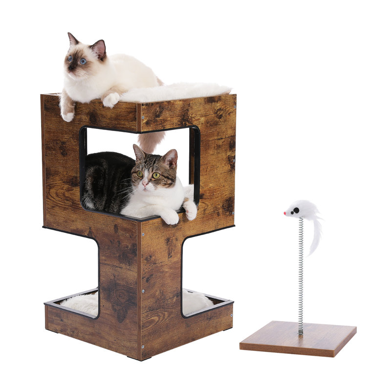 Arbre à chat d'intérieur moderne avec arbre à chat gratuit, Brun