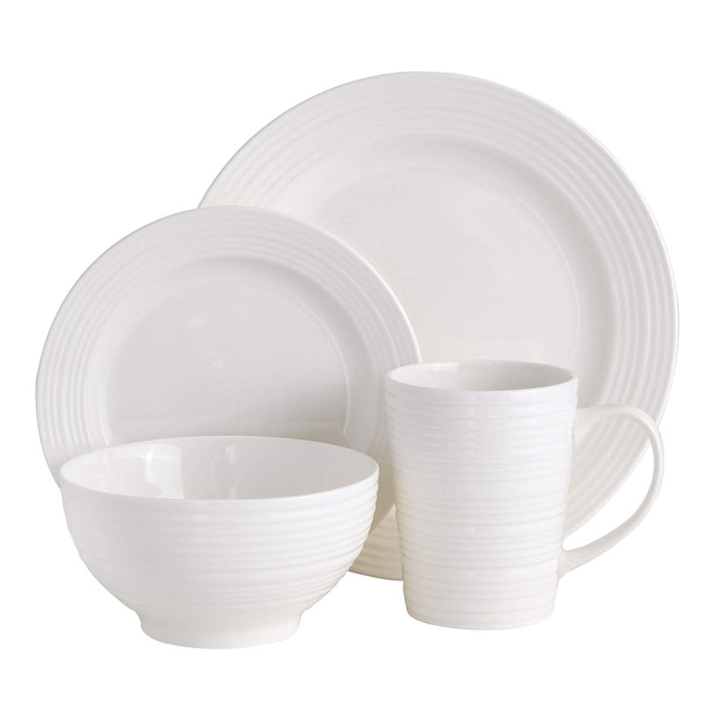 Amelia Court White Porcelain 16-Piece Dinnerware Set