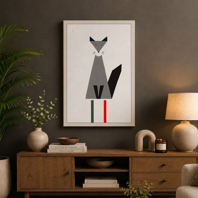 Fox Geometric - Print, 24x16 - 61.0 x 40.6 cm, Black Border
