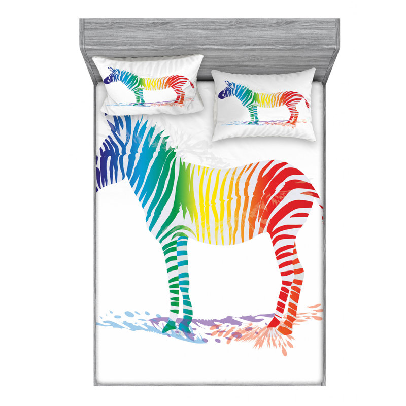 Microfiber Animal Print Sheet Set, Queen Sheet Set with 2 Pillowcases