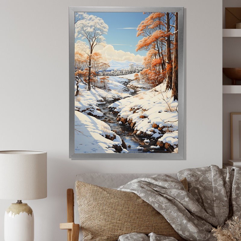 Snow Wonderland Pastoral - Imprimé, H 40 po x l 30 po x P 1,5 po, Cadre photo argenté
