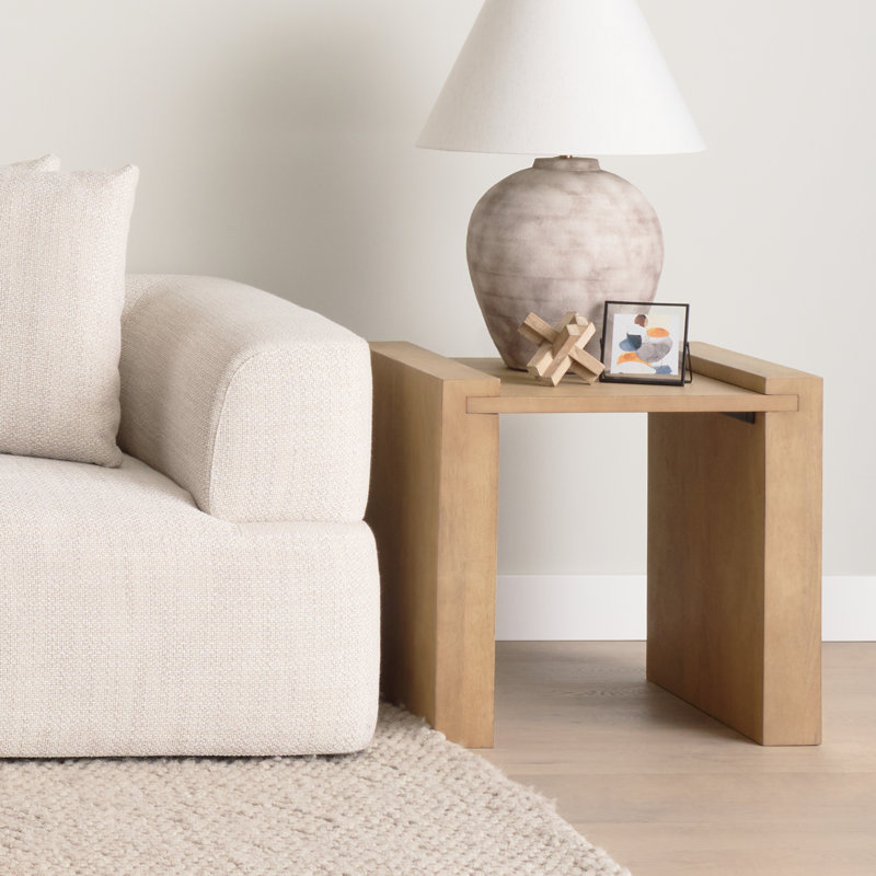 Tabb Solid Wood Top End Table, Light Brown