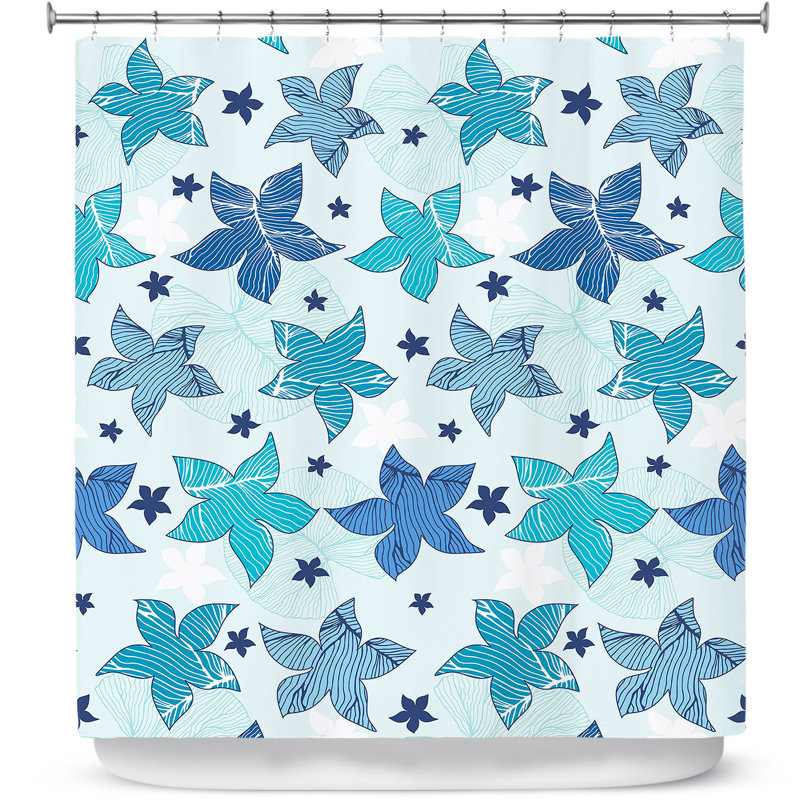 Dreyer Nature/Floral Shower Curtain, Blue/White