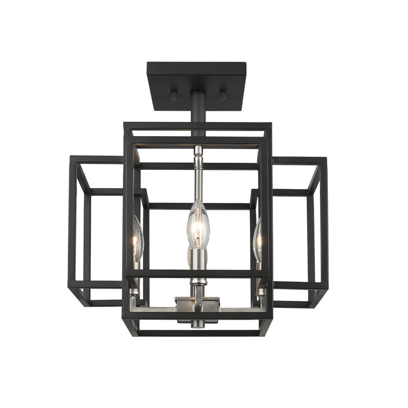Orona Semi Flush Mount, Black/Brushed Nickel